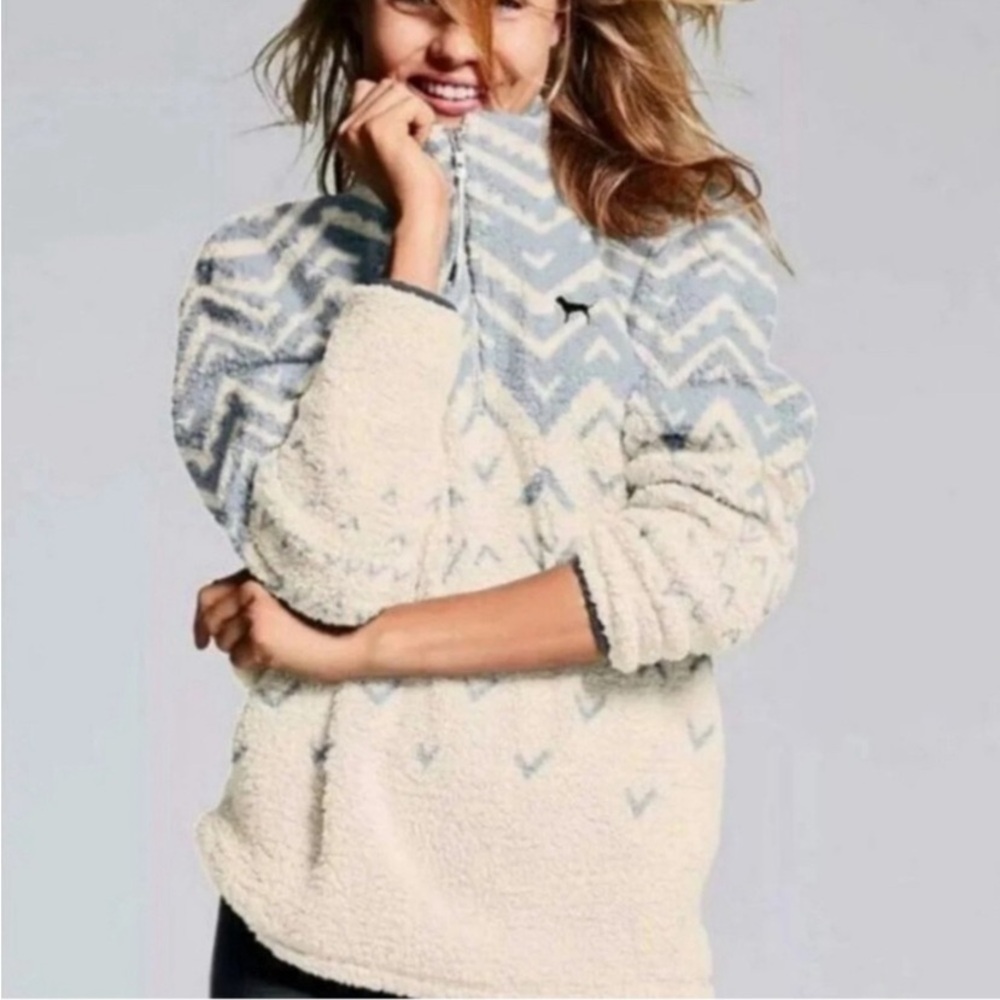Victoria’s Secret Pink Aztec Sherpa Half Zip XS